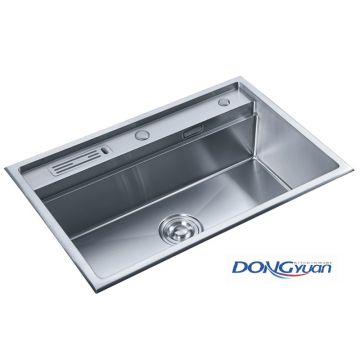 Guangdong Dongyuan Kitchenware 720×480×220mm Brushed Stainless Steel Single bowl Workstation Handmade Kitchen Sink (DY-HA482-7248-R10)