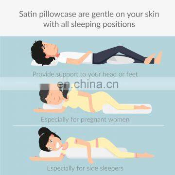 Luxury Super Soft Breathable Seamless Sleeping Plain Satin Home Body Pillowcase photo-3