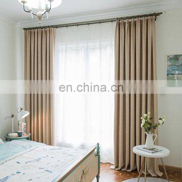 Wholesale Simple Design Style Polyester Linen Blackout Window Fabric Curtain For Living Room photo-5
