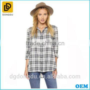 2016 New Design Lattice Flannel Blouse Maternity 's Long Sleeve T-shirt