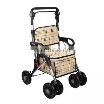 Custom Plaid backseat and bag comfortable supermarket foldable shopping cart with wheels