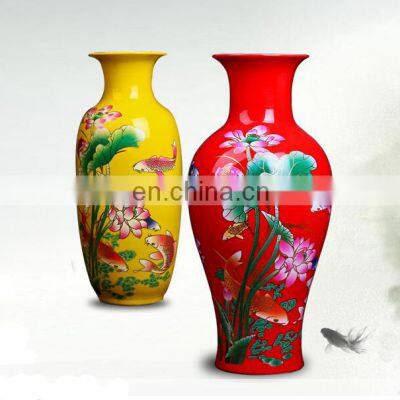 2017 New Various Famille Rose Porcelain Yellow Chinese Ceramic Vase For Home Decor