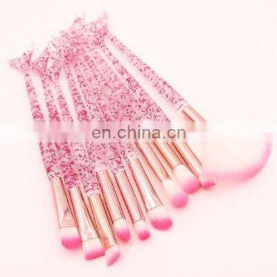 10pcs Mermaid  transparent crystal handle diamond 2020 glitter makeup brushes