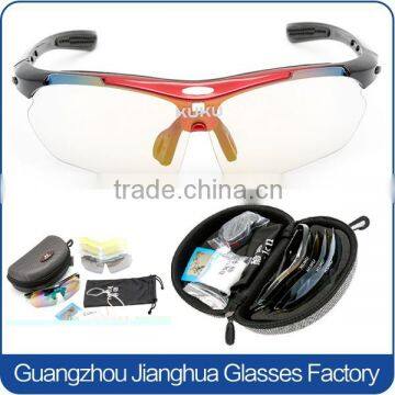 Hot new brand clear lens glasses middle red frame sports sunglasses