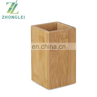 Bamboo Square Toothbrush Holder, Natural Design For Storing Toothbrushes and Toothpaste photo-4