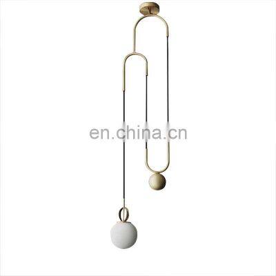 Nordic restaurant chandelier industrial style creative personality lifting pulley designer bar glass ball bedside chandelier