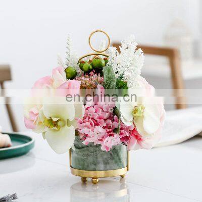 Ceramic Vase Wrought Iron Small Pot Simple Design Hydroponic Green Plant Vase