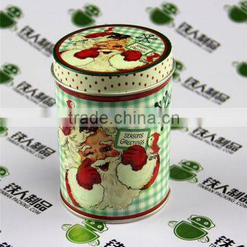 Christmas Round Cookies Packing Metal Box Holiday Tin Can