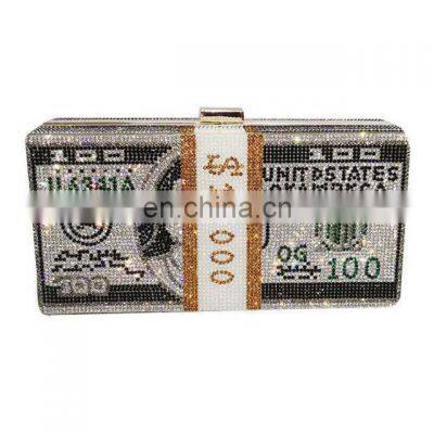 Wholesale Women Party Rhinestone Money Design Clutch Purse photo-4