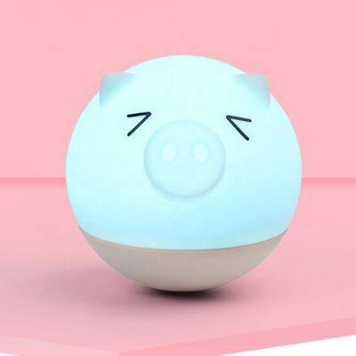 Dropshipping Night Light Silicone LED Lamp Colorful Cute Cartoon Pig Touch Sensor USB Charging Silicon For Kids Gift photo-4