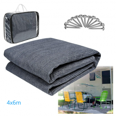 4x6M Groundsheet Awning Carpet With Stainless Steel Eyelets and 1 PVC Bag , 13 Pegs