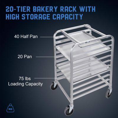 20-inch Baking Tray Rack With Wheels, Stackable Trolley, Can Hold Half or Whole Baking Trays. photo-3