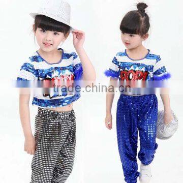 New Sequined Jazz Hip Hop Dance Costumes Stage Performance Clothing Boys and Girls Holiday Show Kids Hip Hop Wear Top +Pant photo-3