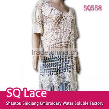 Fashion ladies hot/water soluble embroidery lace/cotton hollow out lace vest