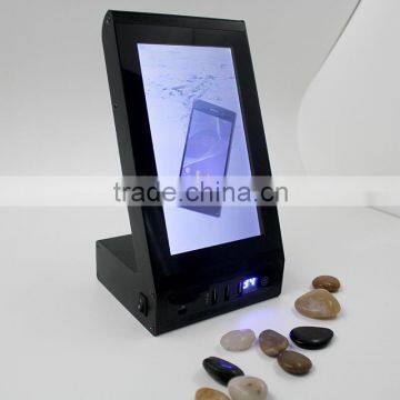 7 Inch LCD Screen L Shape Desktop Advertising Player With Power Bank