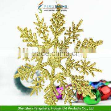 12 GOLD GLITTER SNOWFLAKE CHRISTMAS TREE BAUBLES DECORATIONS