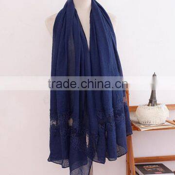 Wholesale New Plain Cotton Muslim Women Fashion Scarf Lace Hijab Quality Choice photo-2