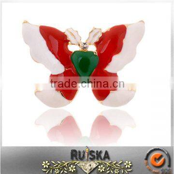 Fashion Christmas Jewelry Red And White Butterfly Brooch