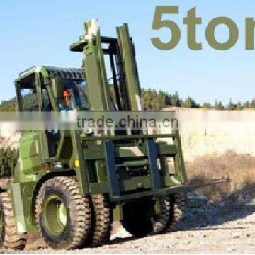 5 Ton Rough Terrain Forklift truck,all-terrain forklift with CE,hydraulic steering system,4wd