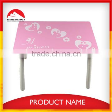 square style pink wooden kids dinning table