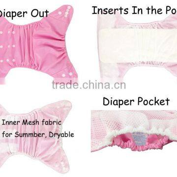 Summer Pocket baby cloth diaper with mesh inner fast dry cloth nappy cover