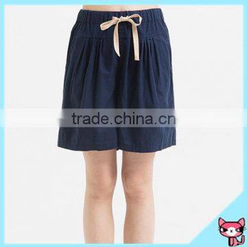 Cotton and Linen Navy Blue Ladies Shorts