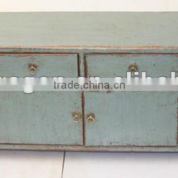 chinese antique living room blue cabinet with four door four drawer