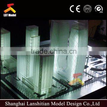 Architectural Model for Commercial Building With Interior Layout and Lighting