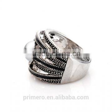 2016 Fashion Vintage Ring Bohemia Designs Imitation Pearl Finger Ring for Girls Men photo-2