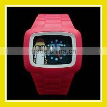 2016 Hot Sell Products Bros Mr Bros Men Waterproof PVC Band Rubber Wrist Red Watch