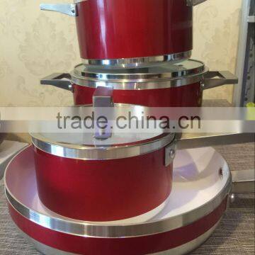 High Quality Aluminum Yellow Cookware Non-stick Ceramic Pots Stainless Steel Handle Sauce Pots photo-2