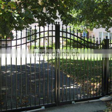 arc top welded two pieces metal driveway gate design