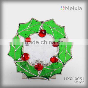 MX040051 tiffany style holiday gift stained glass candle holder for christmas decoration