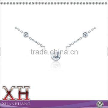 Cubic Zirconia Jewelry 925 Sterlilng Silver 3 Stone Necklace