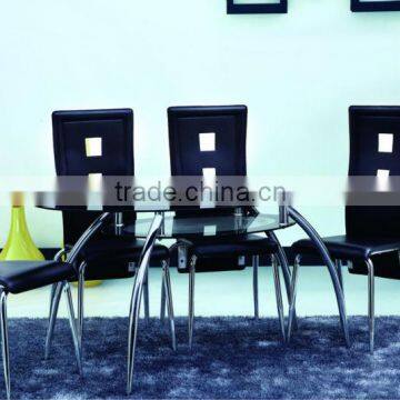 Good quality tempered glass metal frame dining table