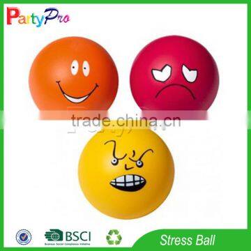 Partypro Zhejiang Factory Hottest Soft Ball Custom logo PU material Stress Round Ball with Smile