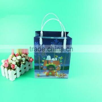 2016 hot sale promotional handle plastic bag, PP plastic bag with logo print, custom cartoon gift bag