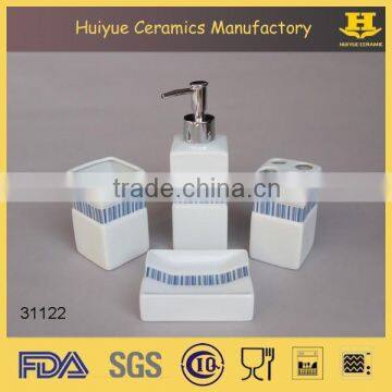 Ceramic bathroom accessory, square soap dish, tumbler