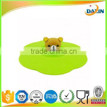 China Cheap Cute Standing Bear Cup Cover Non-toxic Silicone Heat-resistant Coffee Cup Lids