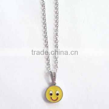 fashion zinc alloy enamel smile face pendant necklace