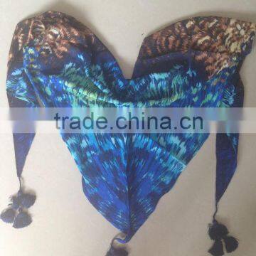 viscose pompom printing fashion custom-made OEM scarf for promotion