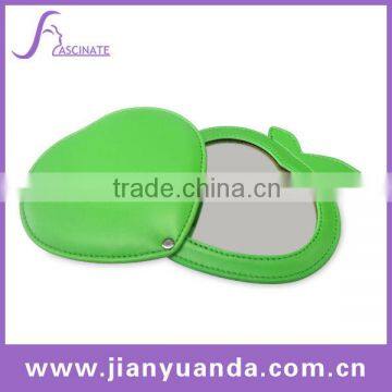 Popular apple shaped pocket leather mirror for girls