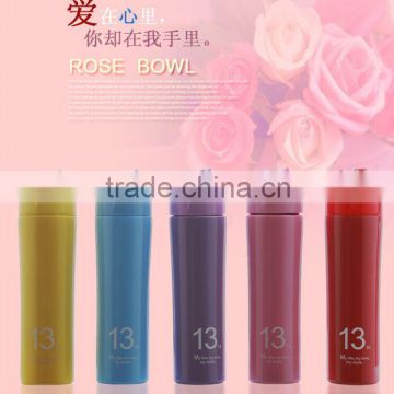 FDA LFGB certified stainless steel colorful rose type vacuum flask