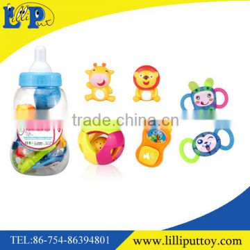 Colorful plastic baby rattle bell teething toy for sale