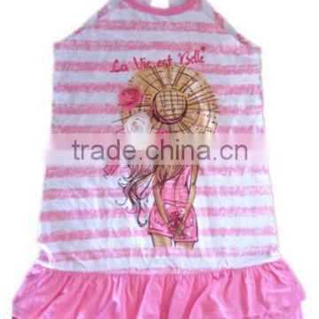 online shopping cute kids shirt with ruffle baby girl pink and white stripe t-shirt