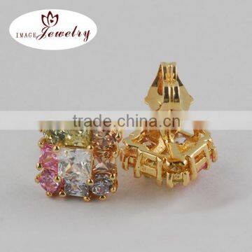 18k gold earrings square earrings rhinestone women fashion earring