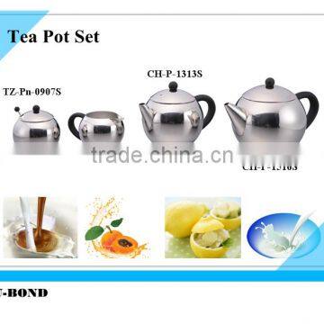 Flat-bottomed tea set with plastic fittings