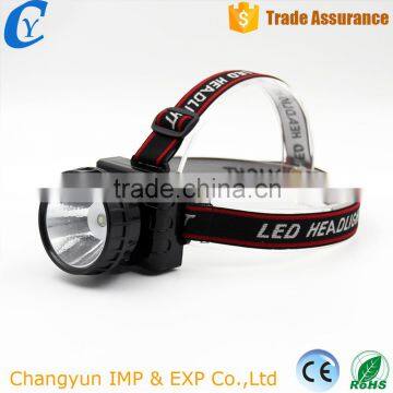 Hot Sale 3*AA Dry Battery LED Torch Flashlight Plastic 1 Mode Headlamp
