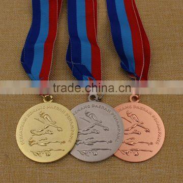 High quantity custom gold silver bronze swimming medal