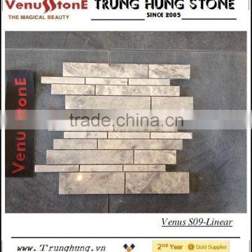 Grey Marble Polished Linear Splicing Mosaic Tile